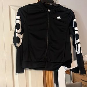 adidas, black, fully zipped hoodie. So cute